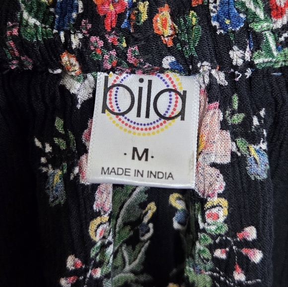 Bila | Colorful Floral Paisley Boho Flutter Sleeve Peasant Top Size Medium - Picture 6 of 7